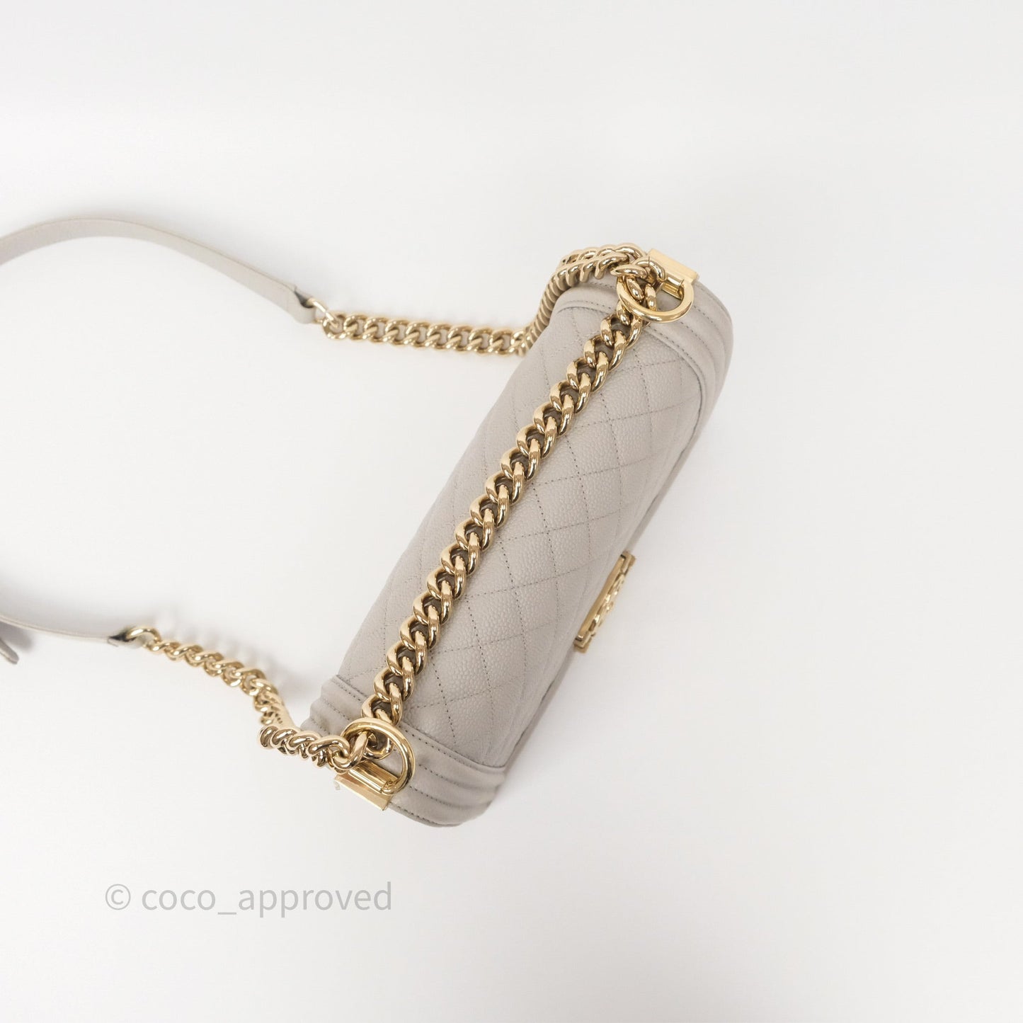 Chanel Medium Boy Quilted Grey Caviar Gold Hardware