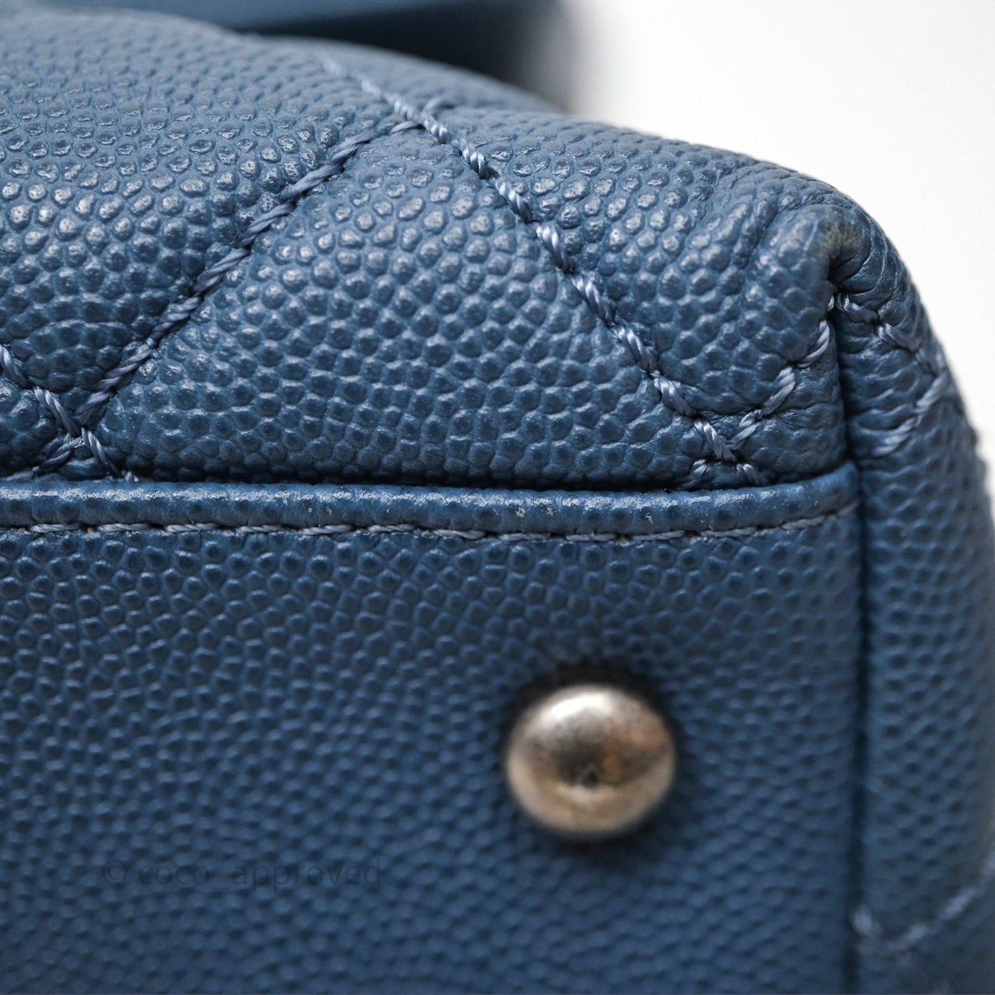 Chanel Medium Coco Handle Quilted Aged Caviar Dark Blue Ruthenium Hardware