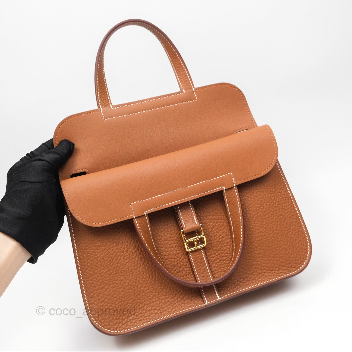 Hermès Halzan 25 Gold Clemence Gold Hardware
