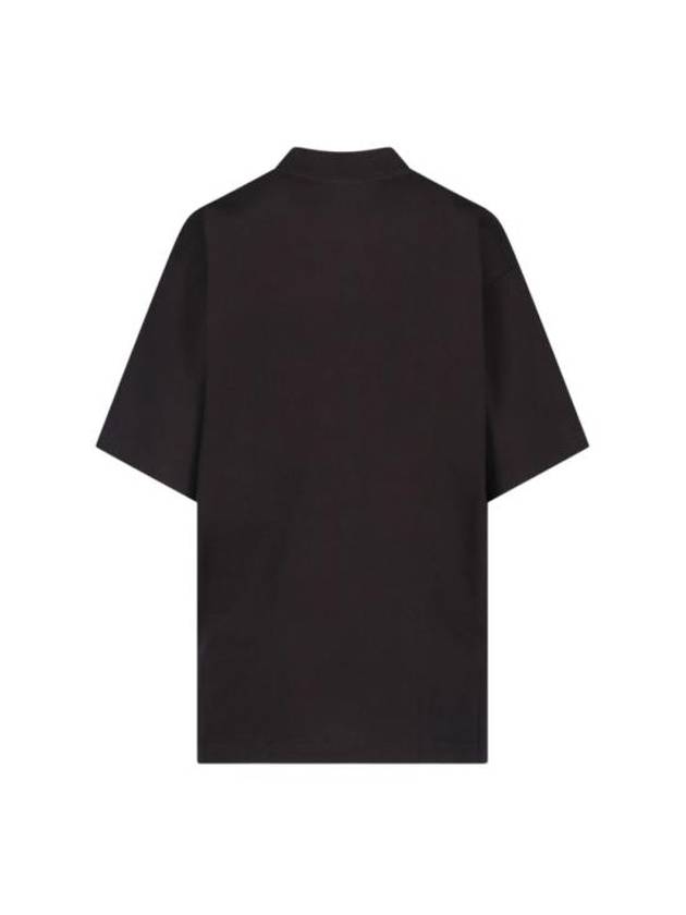 Luxury Balenciaga Logo Print Medium Fit Short Sleeve T-Shirt Black