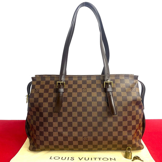 LOUIS VUITTON Tote Bag leather Brown Damier Chelsea