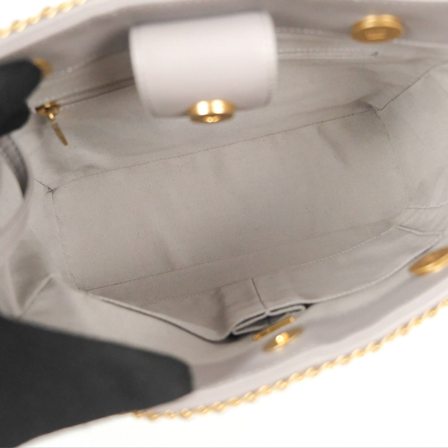 Chanel Small Chain Around Shopping Tote Grey Calfskin Aged Gold Hardware