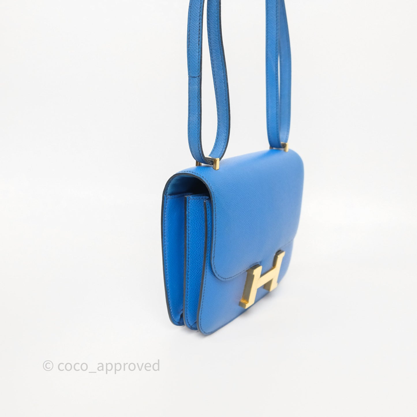Hermès Constance Mini 18cm Bleu Izmir 7W Epsom Gold Hardware