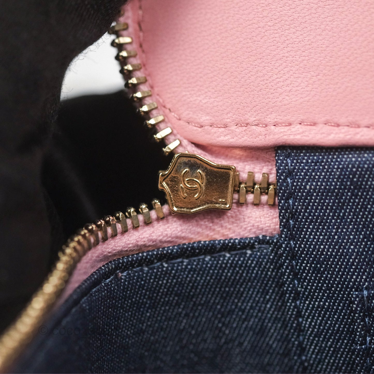Chanel Resin Elegant Chain Vanity Case Pink Lambskin Gold Hardware