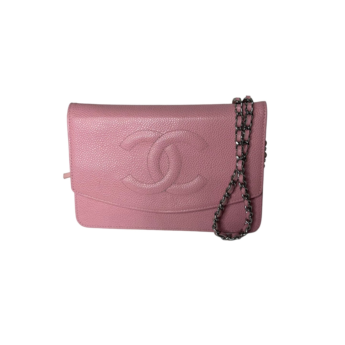 Luxury Chanel Pink Caviar Wallet On Chain