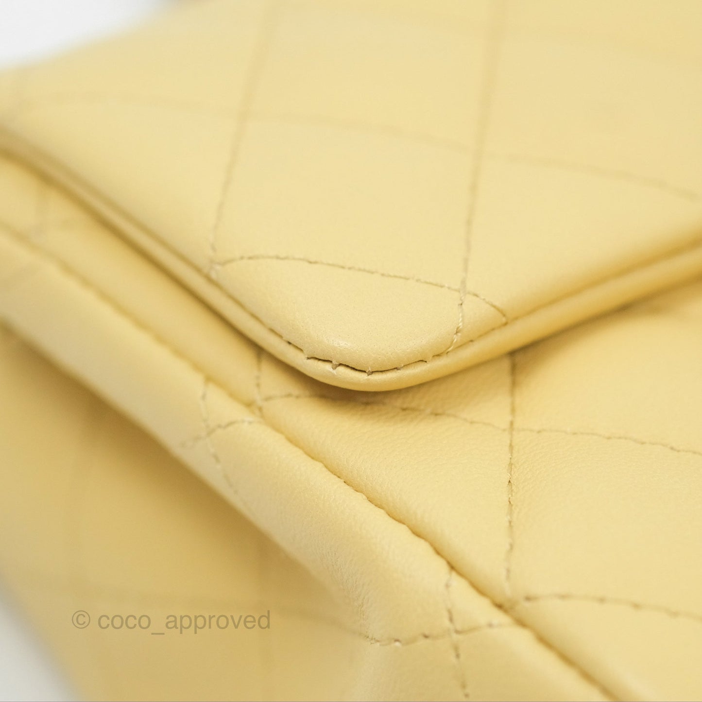Chanel Mini Square Quilted Yellow Lambskin Gold Hardware