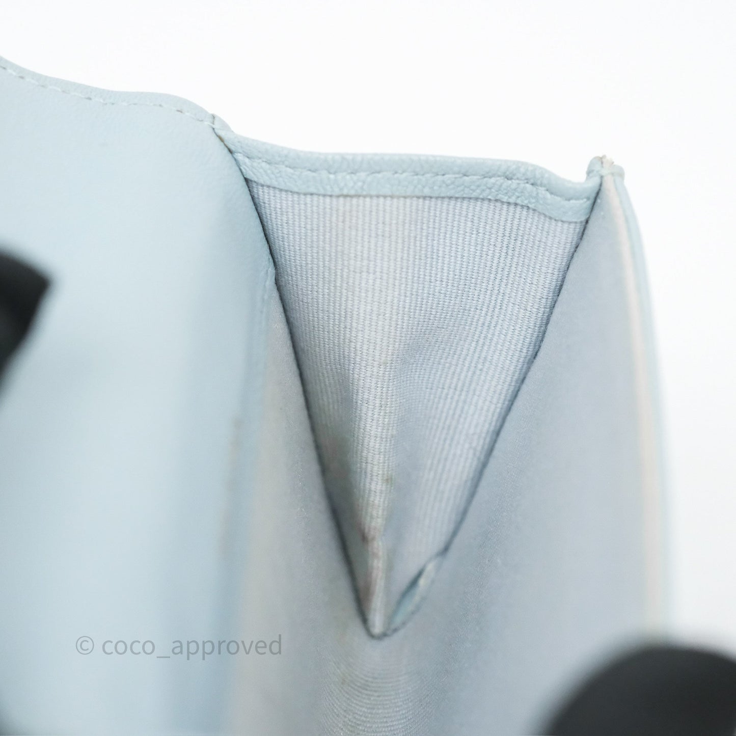 Chanel 19 Flap Card Holder Light Blue Lambskin