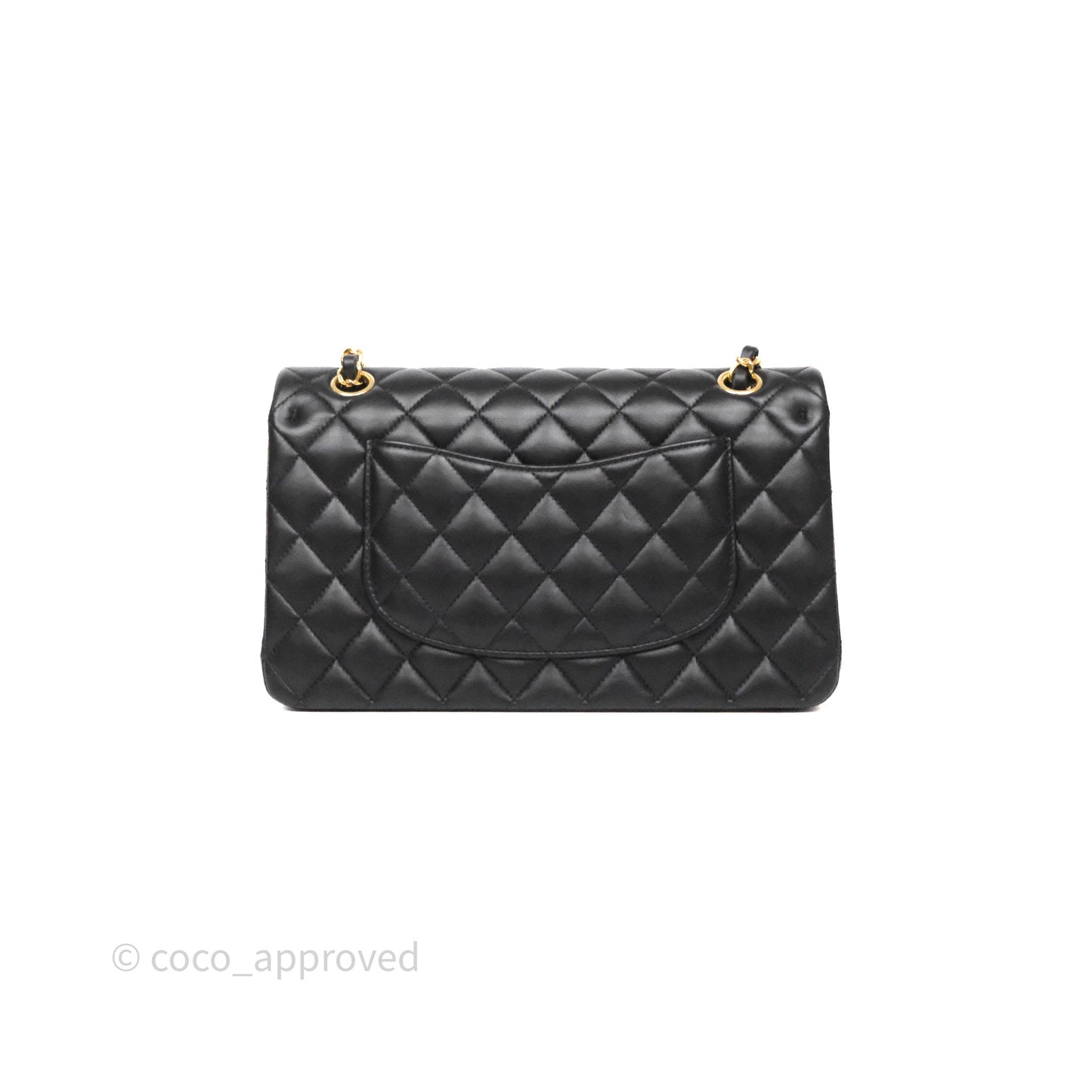 Chanel Classic M/L Medium Flap Quilted Black Lambskin Gold Hardware