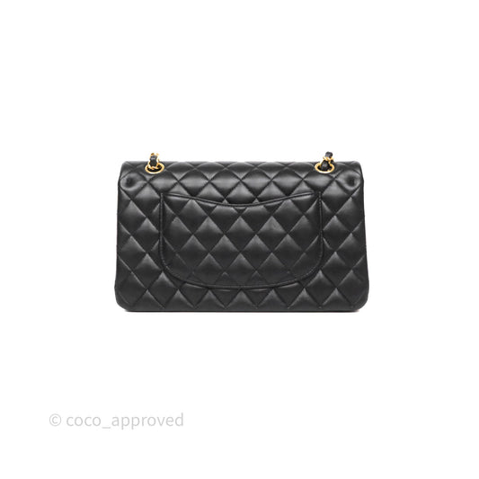 Chanel Classic M/L Medium Flap Quilted Black Lambskin Gold Hardware