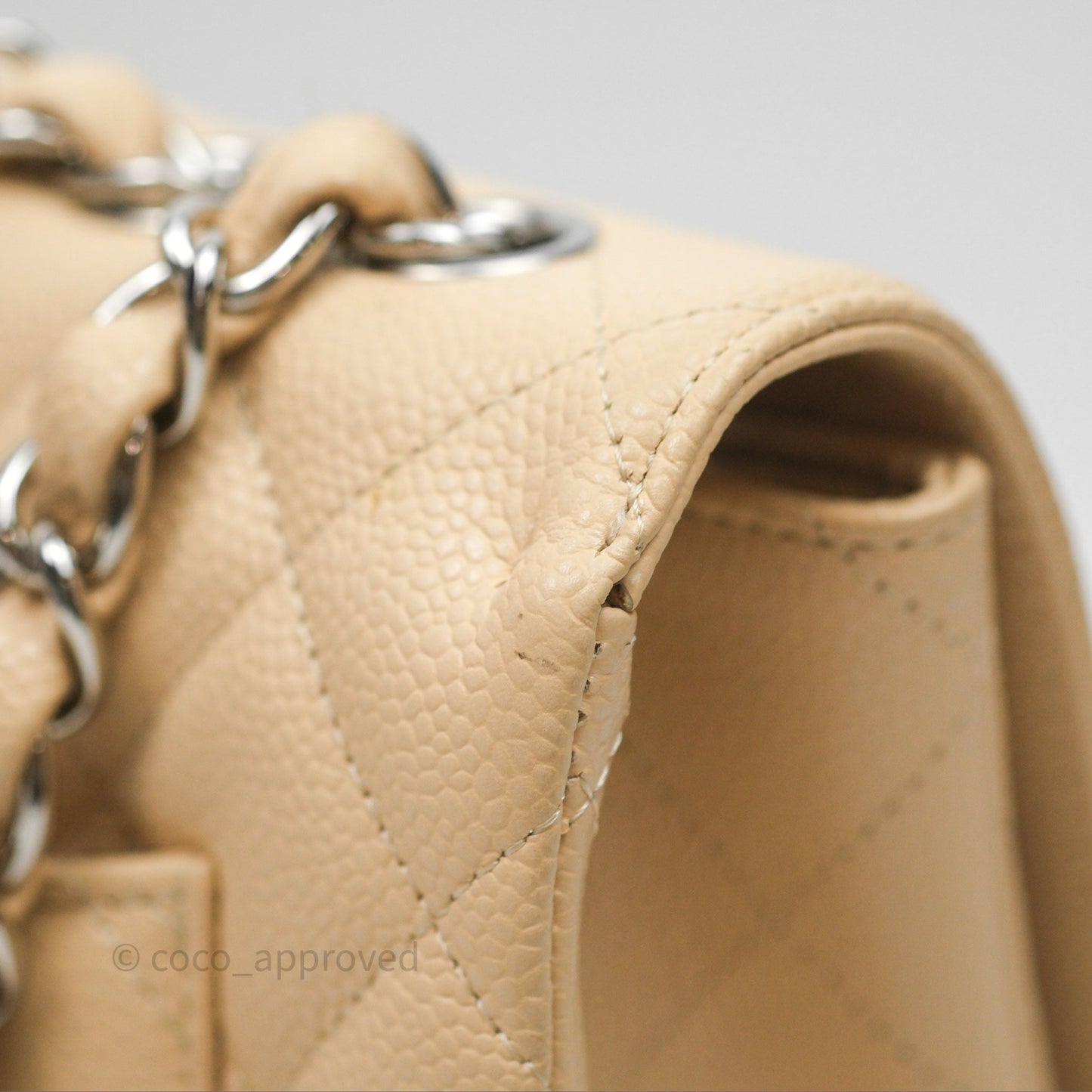 Chanel Jumbo Single Flap Beige Caviar Silver Hardware