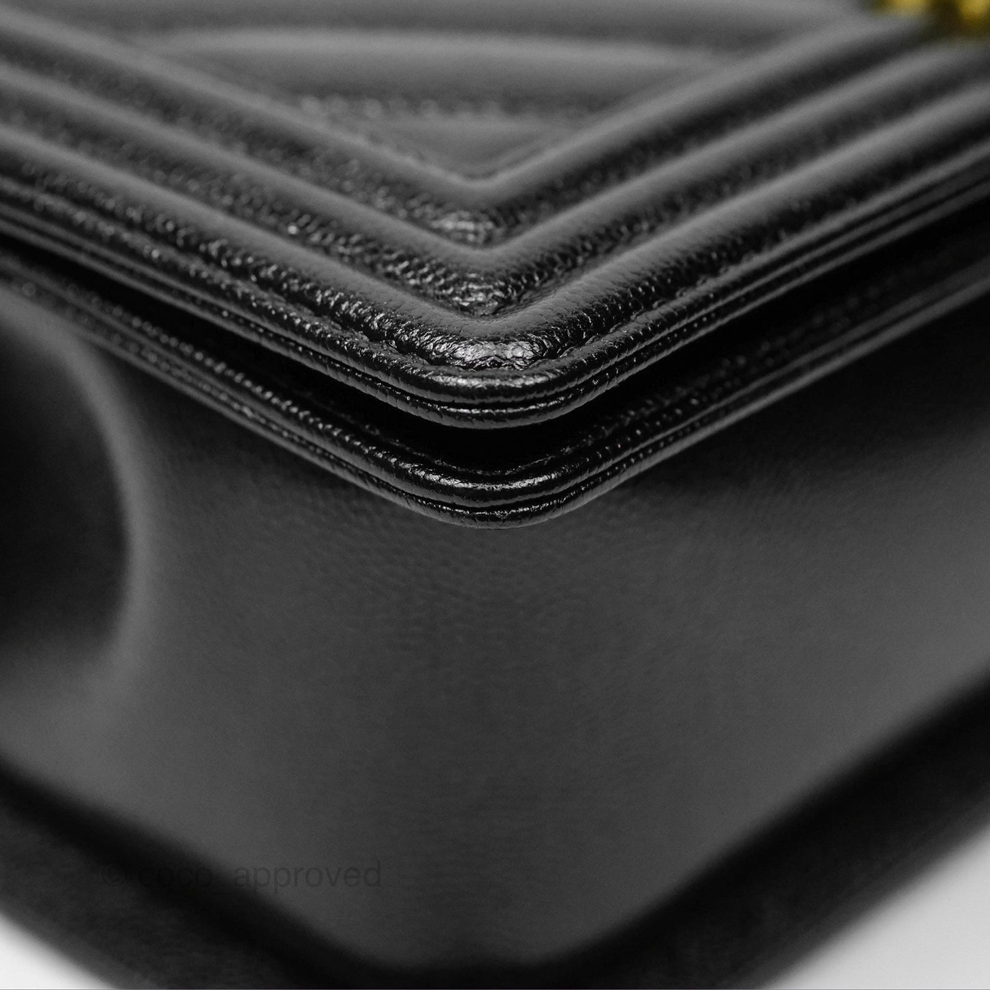 Chanel Medium Boy Chevron Black Caviar Gold Hardware