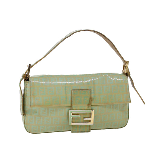 Luxury FendiZucchino Canvas Mamma Baguette Shoulder Bag Enamel Light Blue53741
