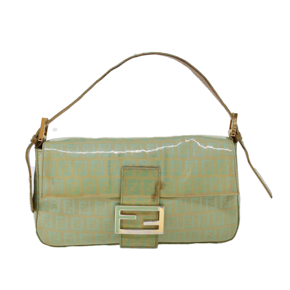 Luxury FendiZucchino Canvas Mamma Baguette Shoulder Bag Enamel Light Blue53741