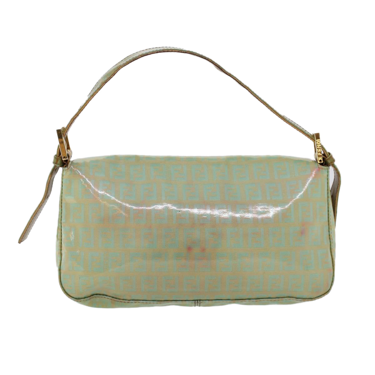 Luxury FendiZucchino Canvas Mamma Baguette Shoulder Bag Enamel Light Blue53741