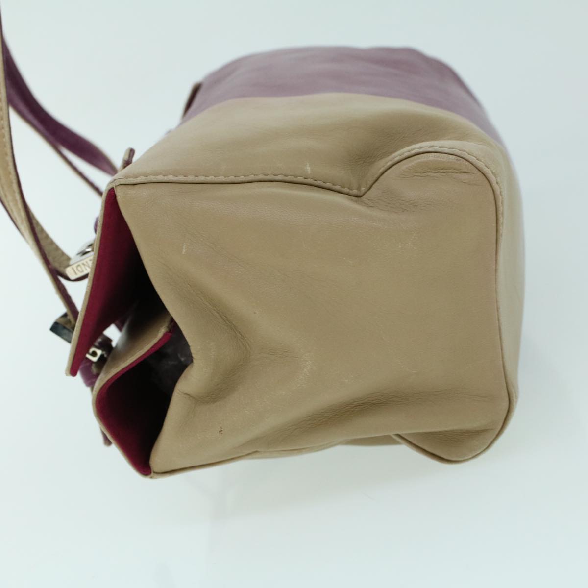 Luxury FendiMamma Baguette Hand Bag Leather Beige Purple53742