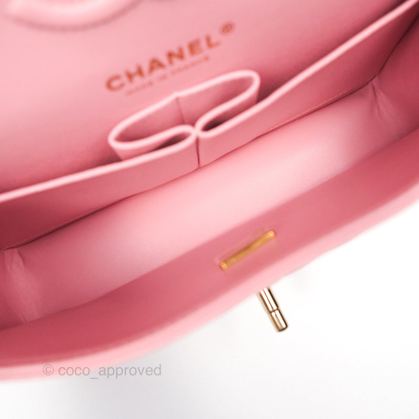 Chanel Small Classic Flap Quilted Sakura Pink Caviar Gold Hardware 22C