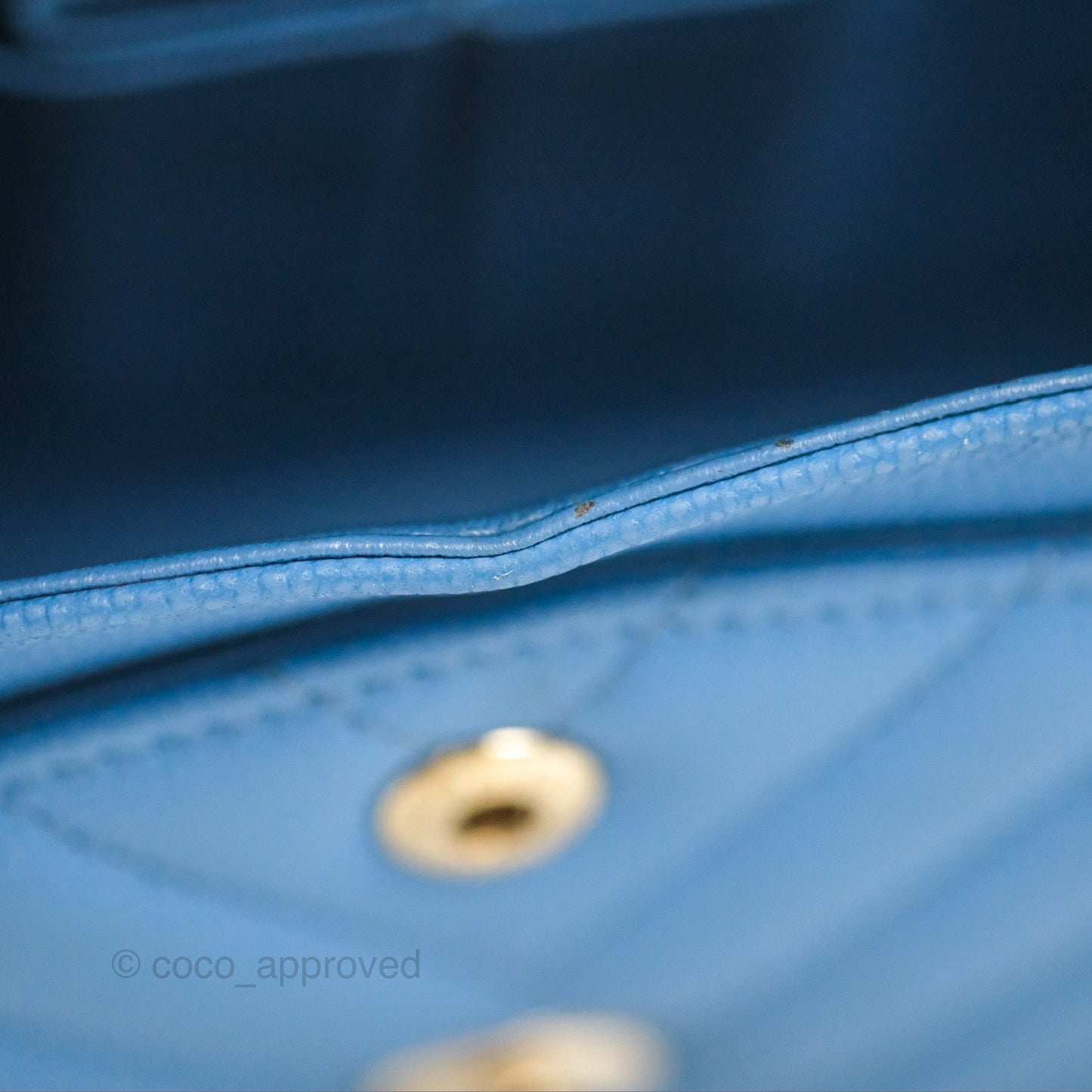 Chanel Small Classic Flap Chevron Blue Caviar Gold Hardware
