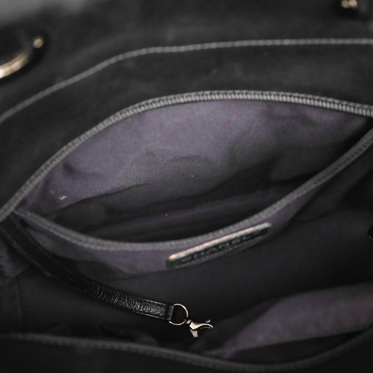 Chanel Quilted Paris Biarritz Tote PM Black Coated Canvas