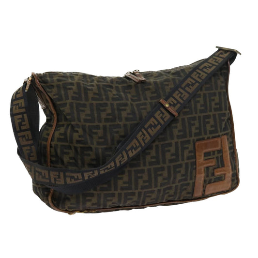 Luxury FendiZucca Canvas Shoulder Bag Nylon Brown53796