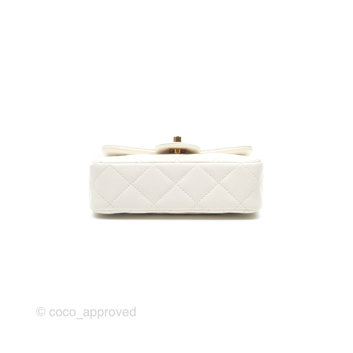 Chanel Top Handle Mini Flap Ivory White Lambskin Gold Hardware