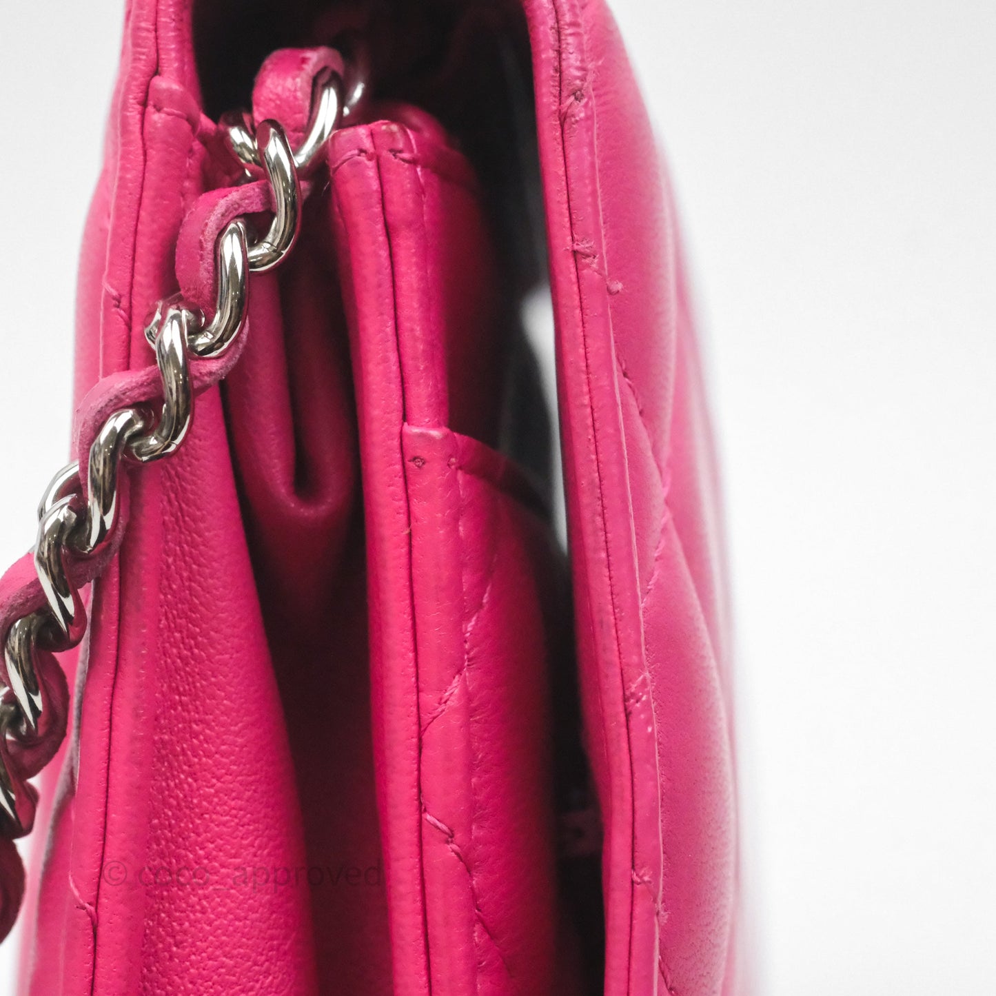 Chanel Quilted Wallet on Chain WOC Pink Lambskin Silver Hardware