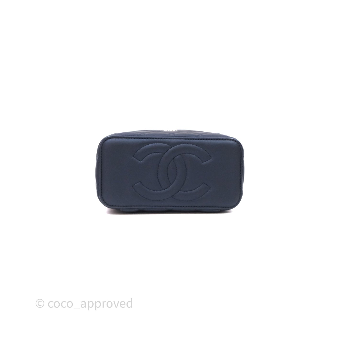 Chanel Top Handle Vanity Irdescent Navy Lambskin Gold Hardware