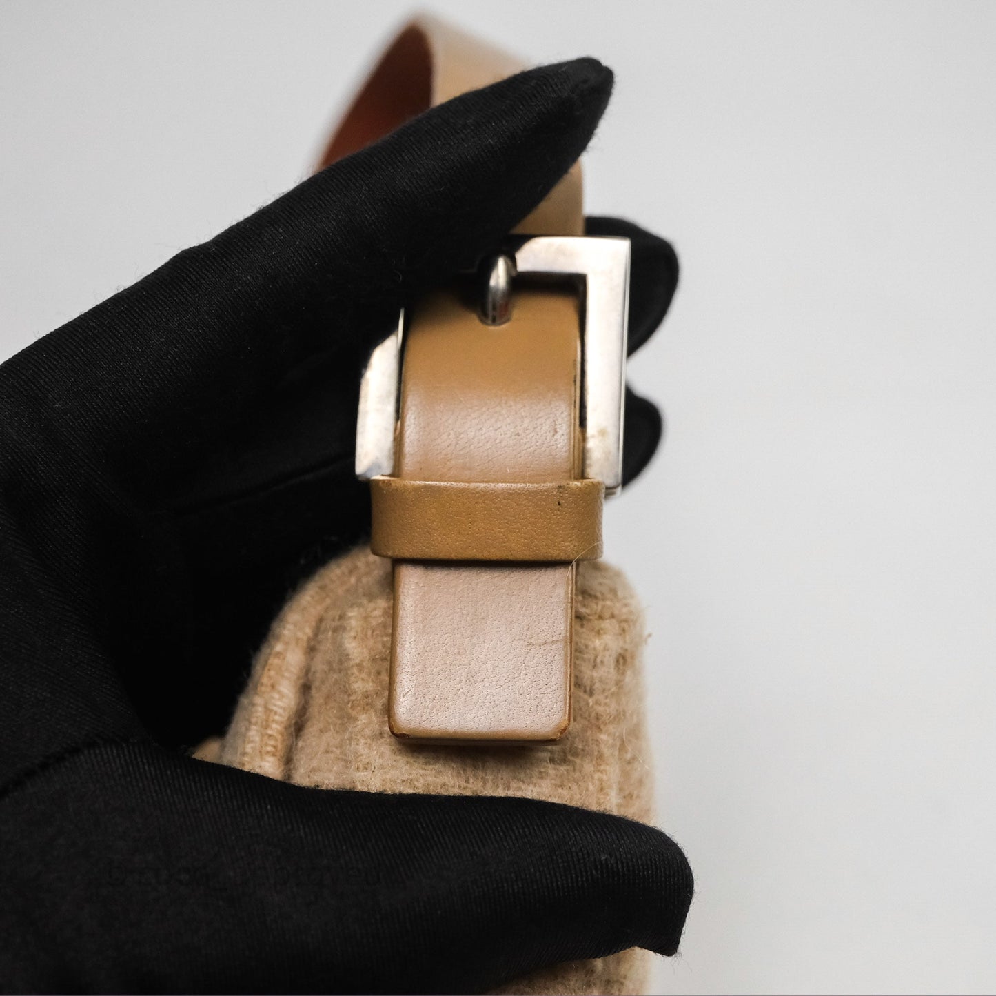 Fendi Vintage Baguette Shoulder Bag Wool Beige