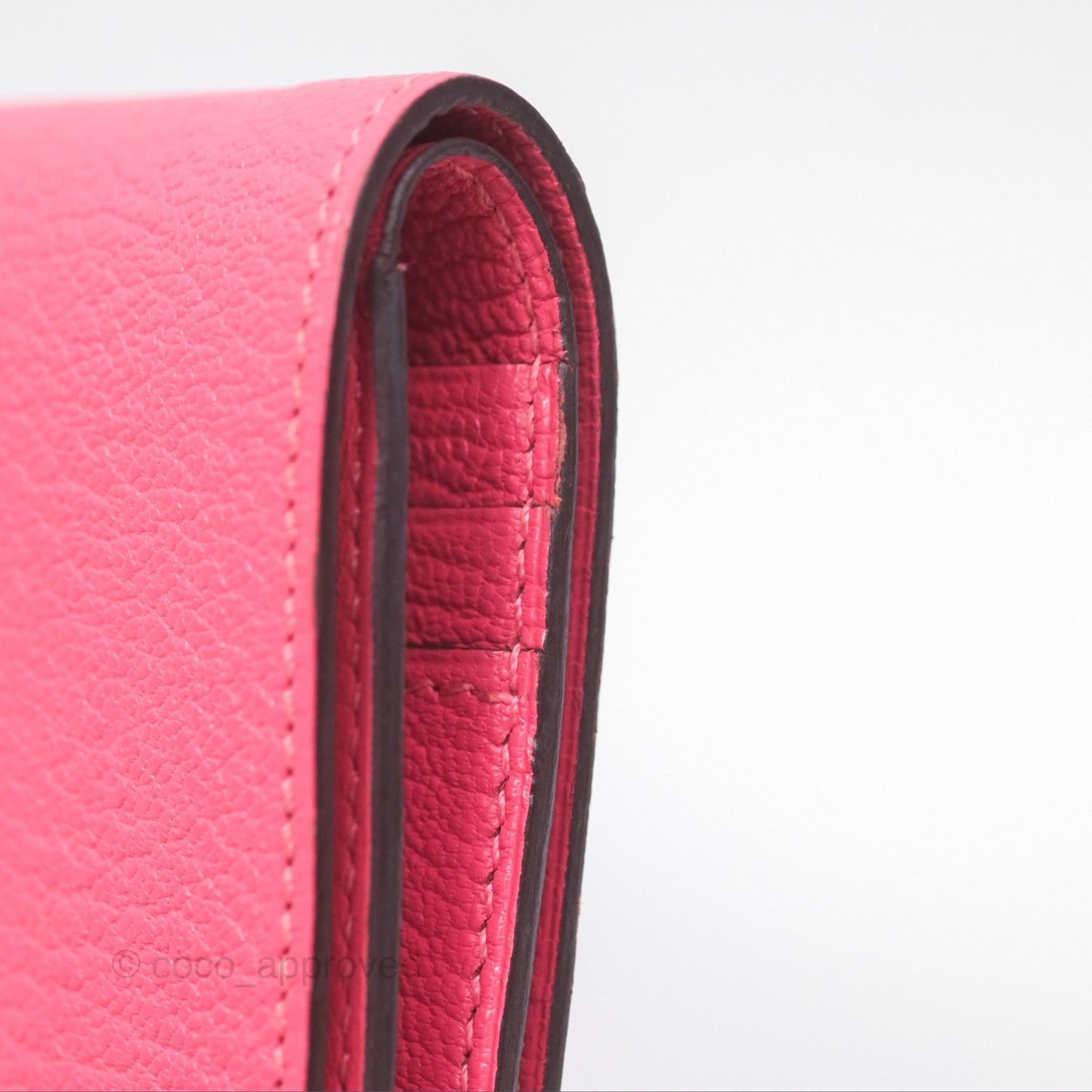 Hermes Bearn Compact Wallet Rose Azalee 8W Gold Hardware