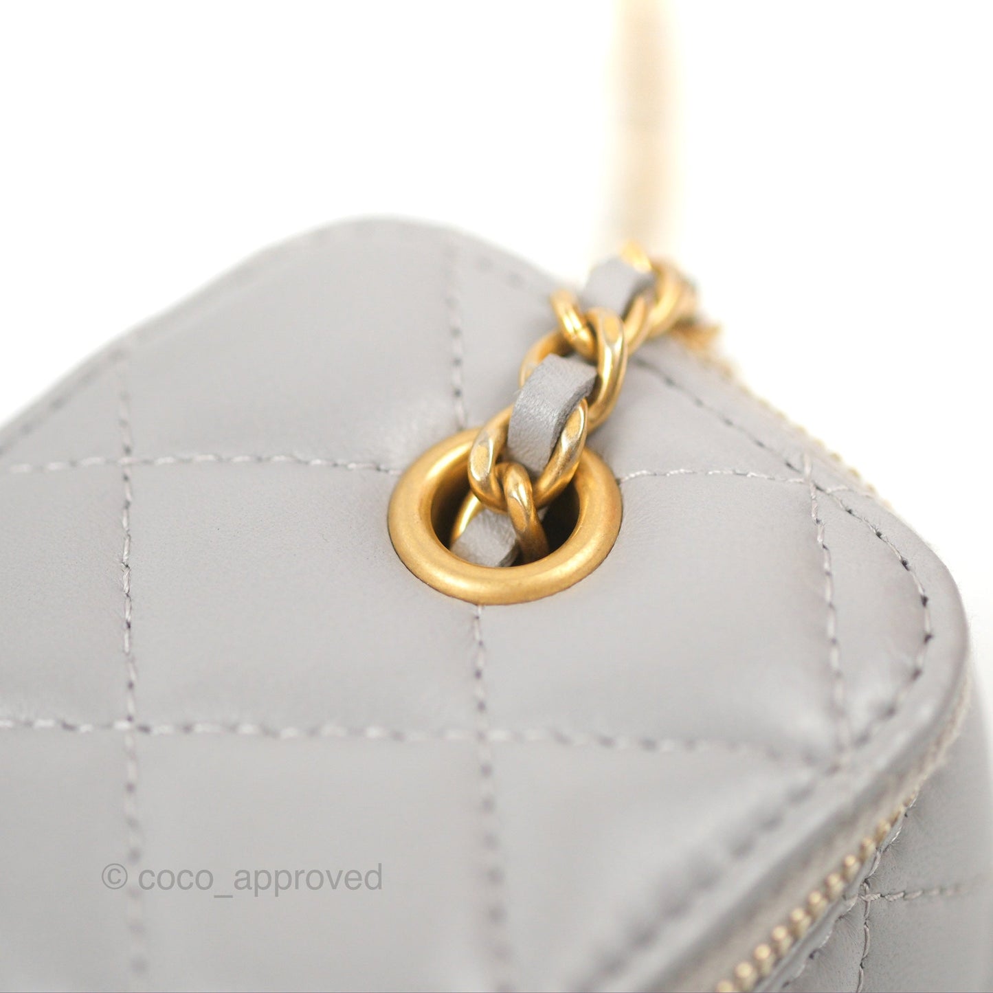 Chanel Classic Pearl Crush Mini Vanity With Chain Grey Lambskin Aged Gold Hardware