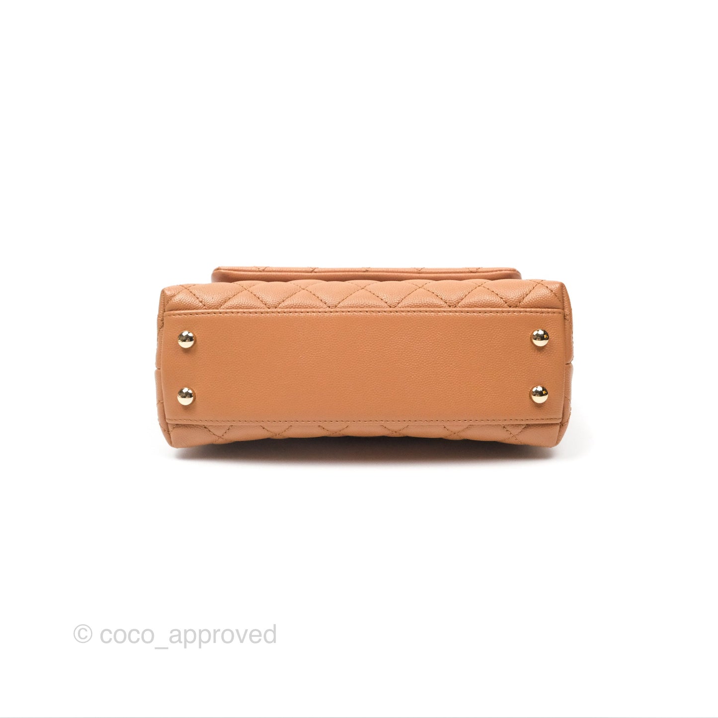 Chanel Small Coco Handle Quilted Dark Beige Caviar Gold Hardware
