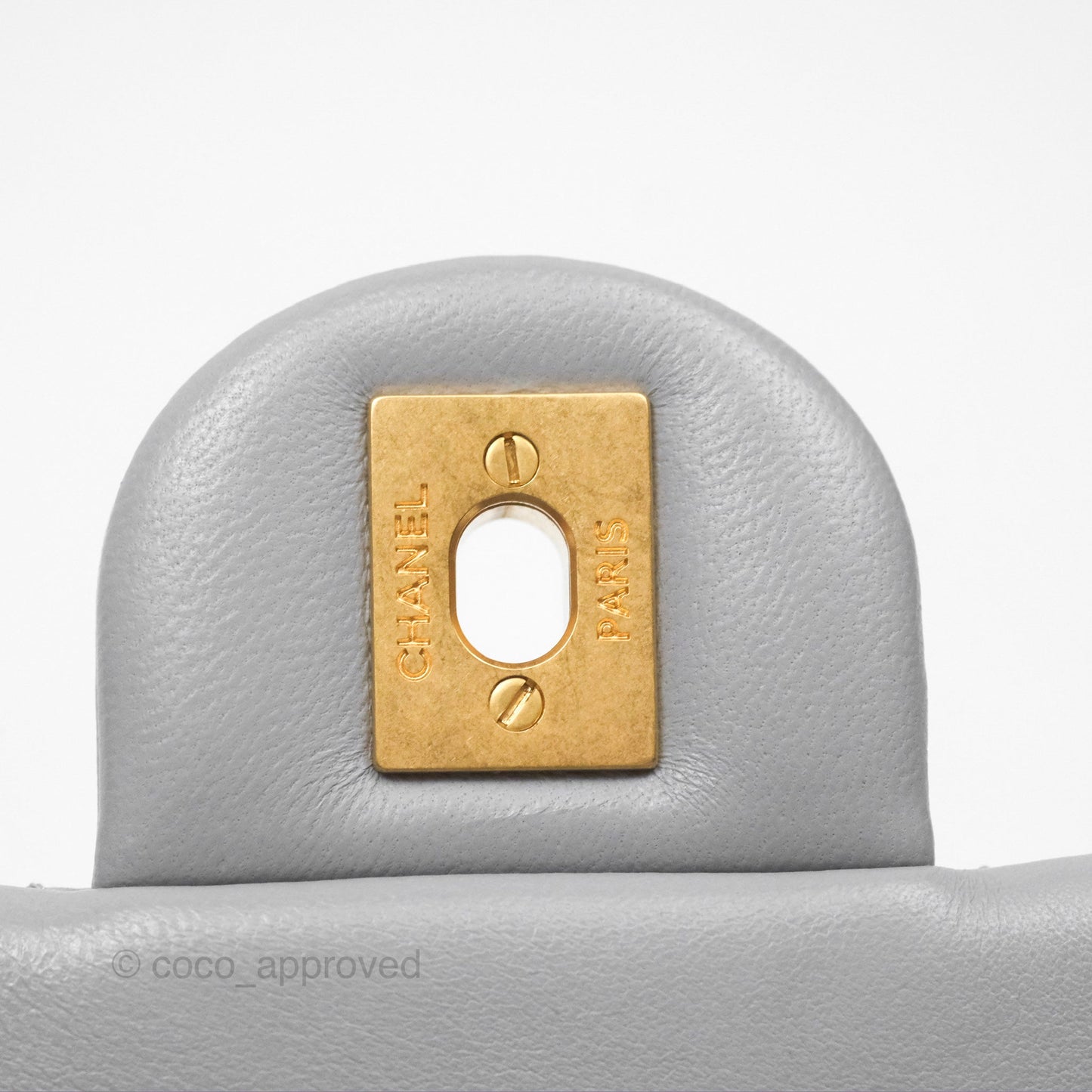 Chanel Mini Rectangular Pearl Crush Grey Lambskin Aged Gold Hardware