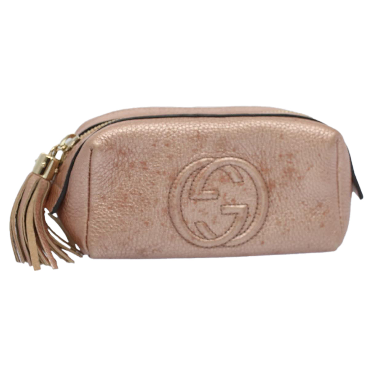 Luxury Gucci Fringe Pouch Leather Pink 308634  53804