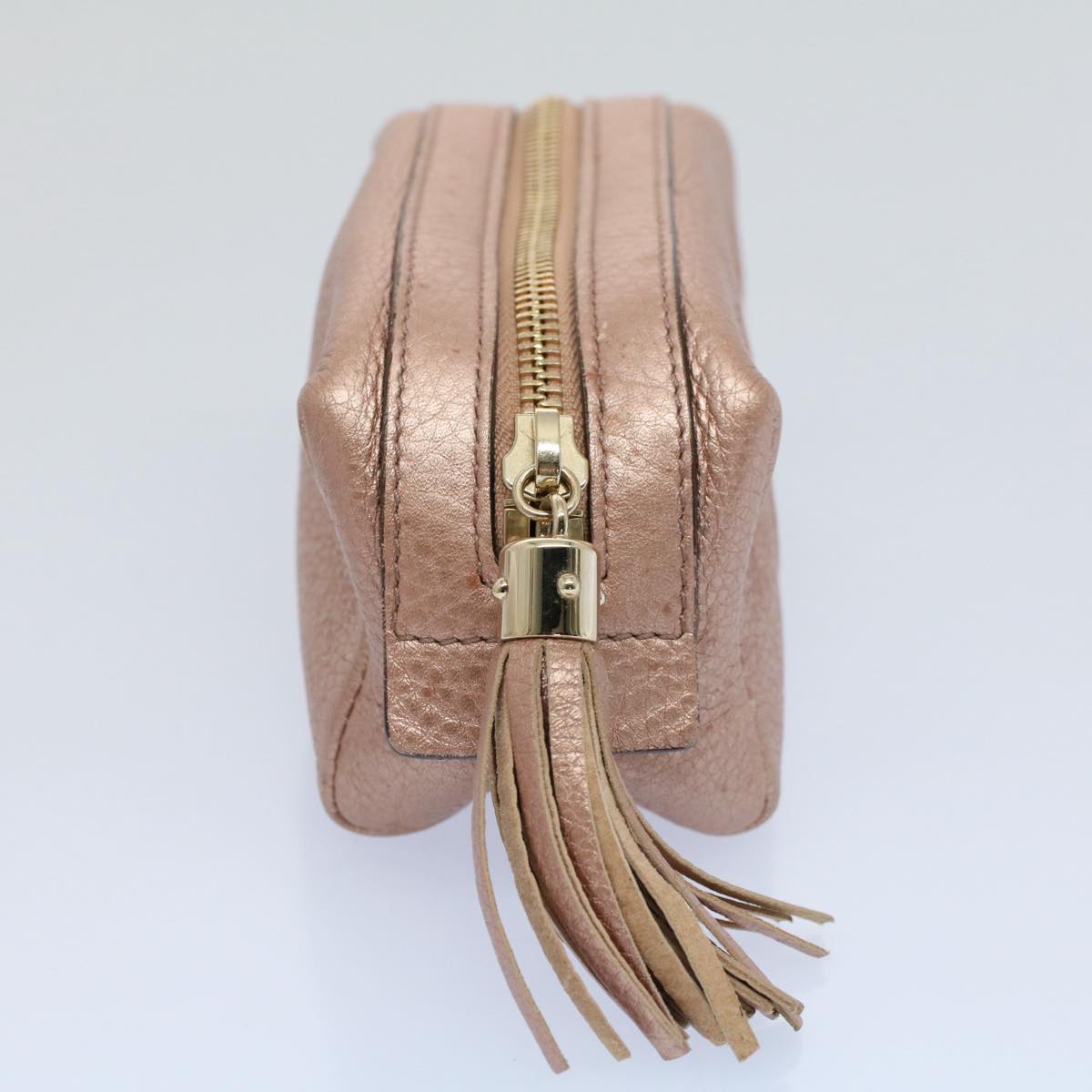 Luxury Gucci Fringe Pouch Leather Pink 308634  53804