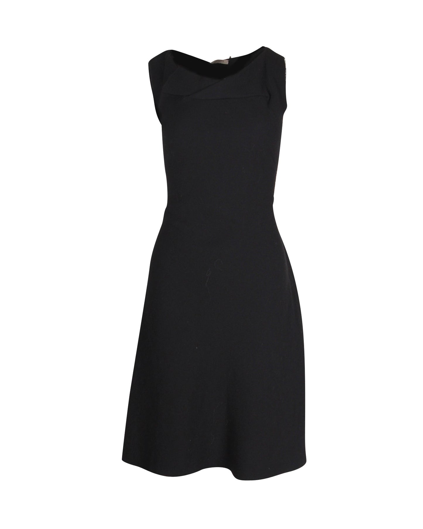 Luxury Bottega Veneta A-line Sleeveless Dress in Black Virgin Wool