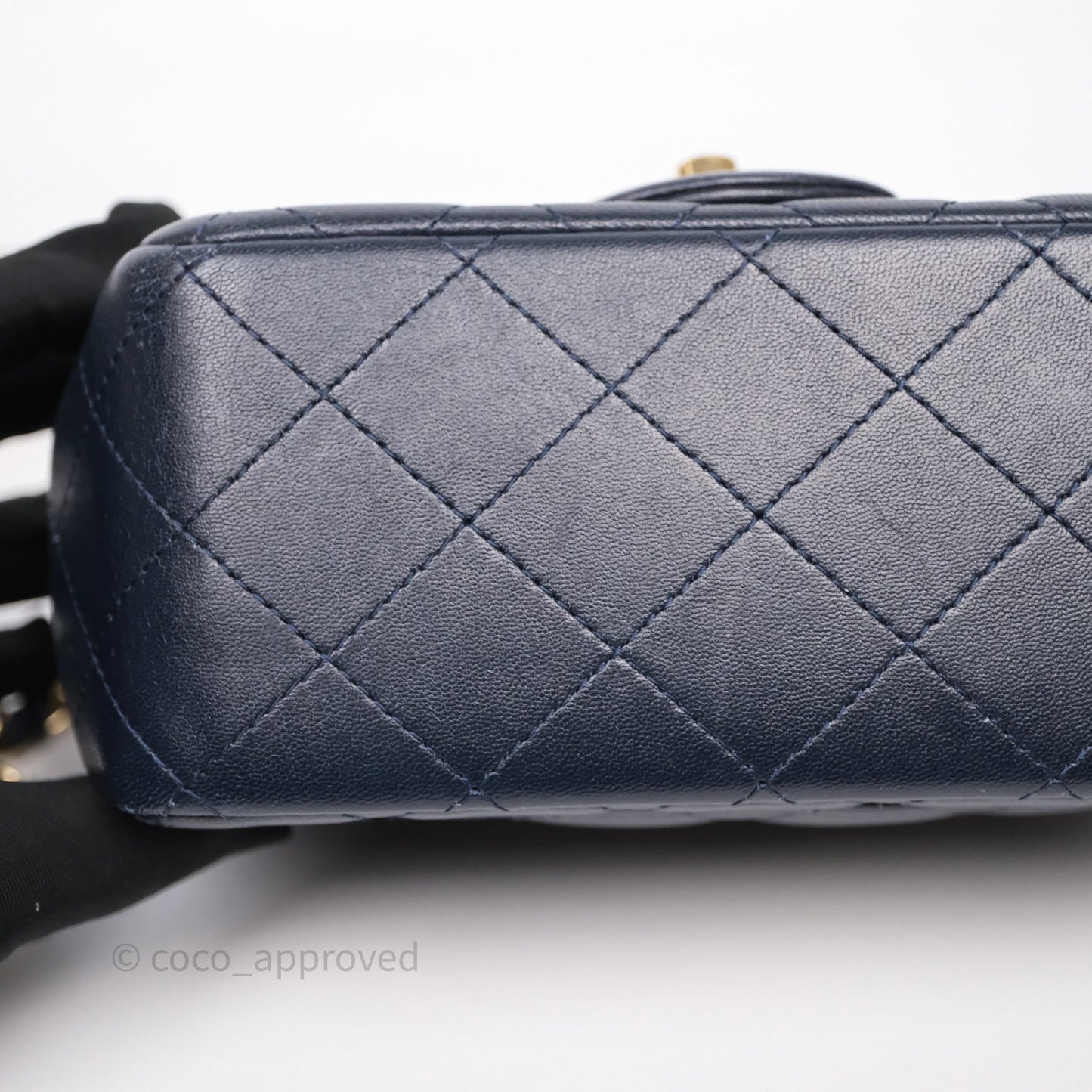 Chanel Mini Square Flap Quilted Navy Lambskin Gold Hardware