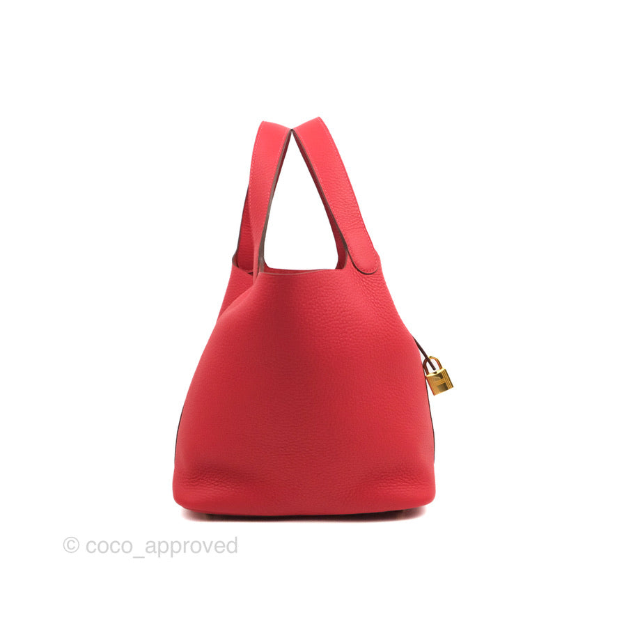 Hermès Picotin 22 Red Rouge Clemence Gold Hardware