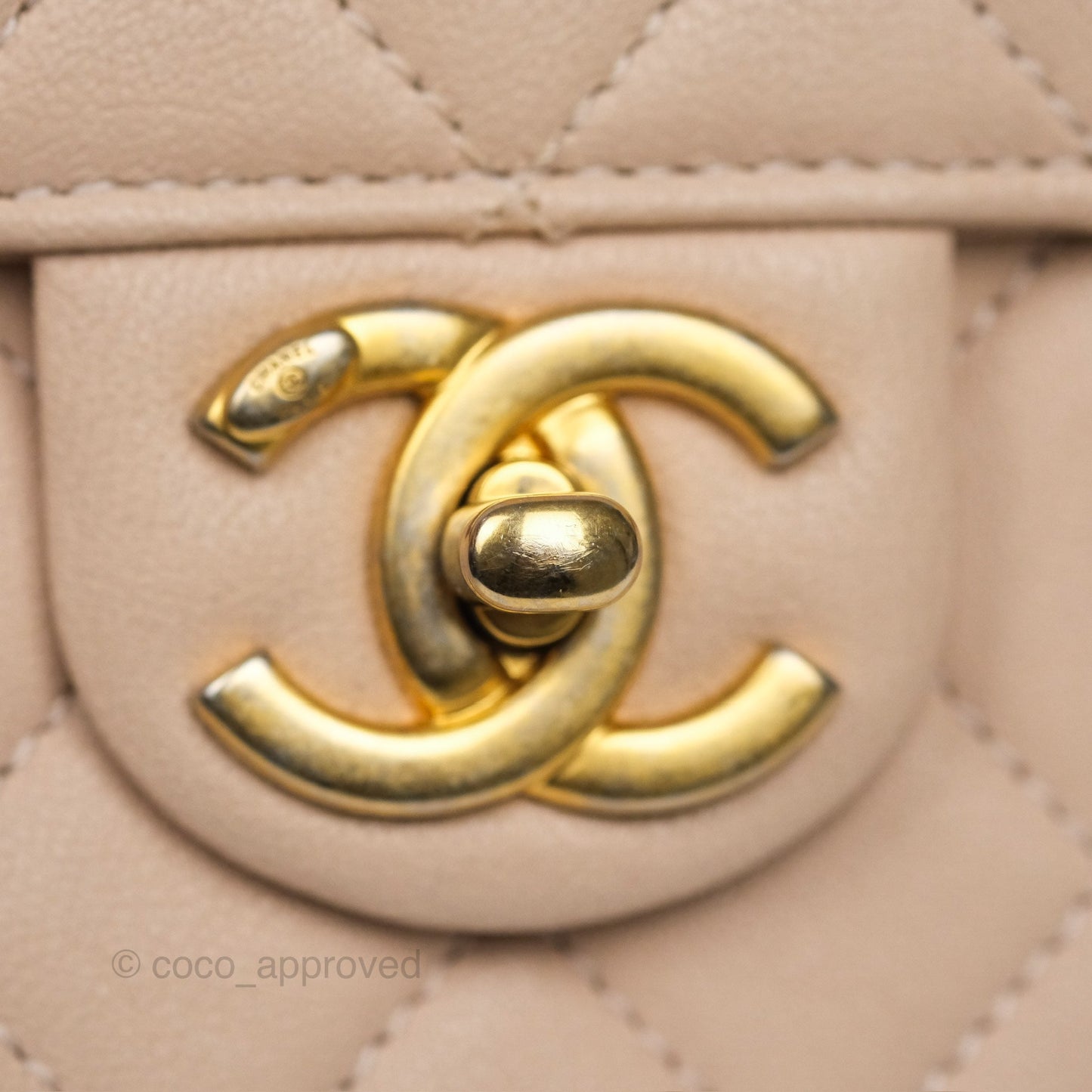 Chanel Quilted Chic Pearls Flap Beige Pink Goatskin Aged Gold Hardware