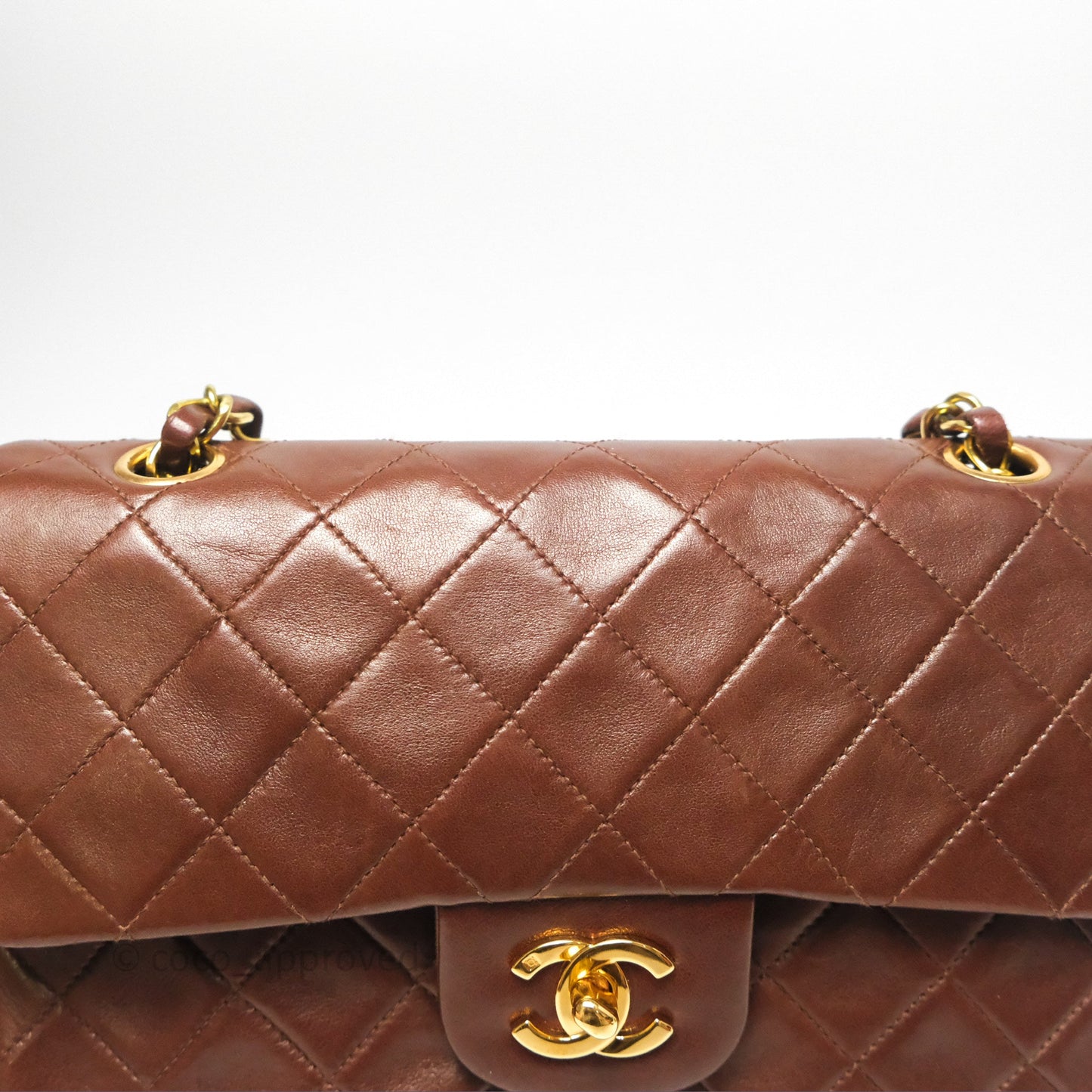 Chanel Vintage Small Classic Flap Brown Lambskin 24K Gold Hardware