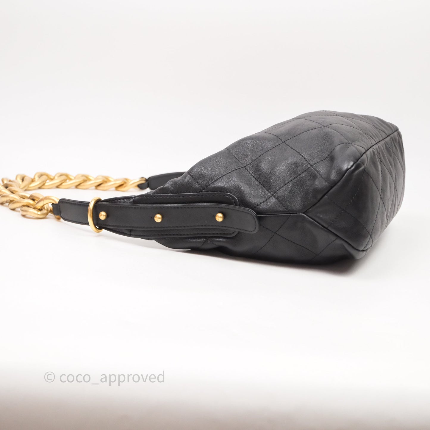 Chanel Hobo Bag Black Calfskin Aged Gold Hardware