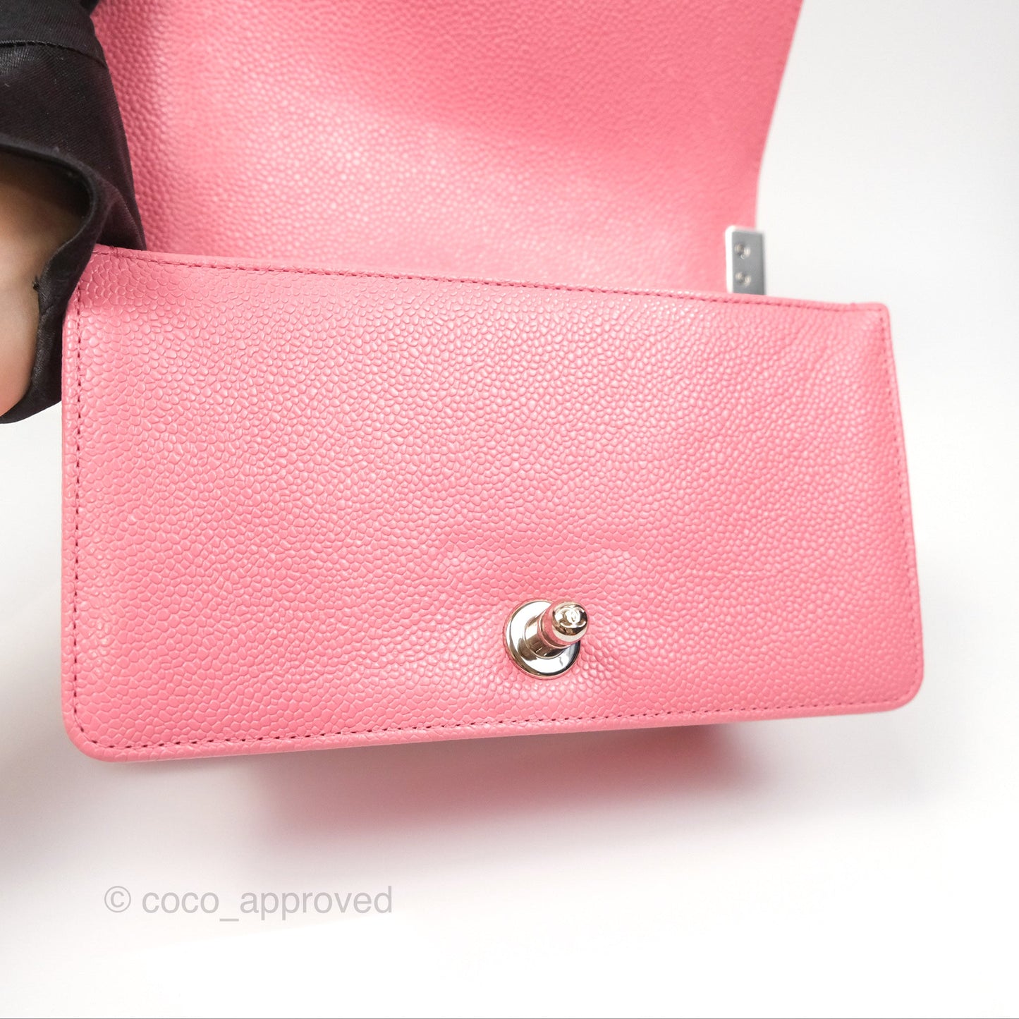 Chanel Small Boy Chevron Pink Caviar Silver Hardware