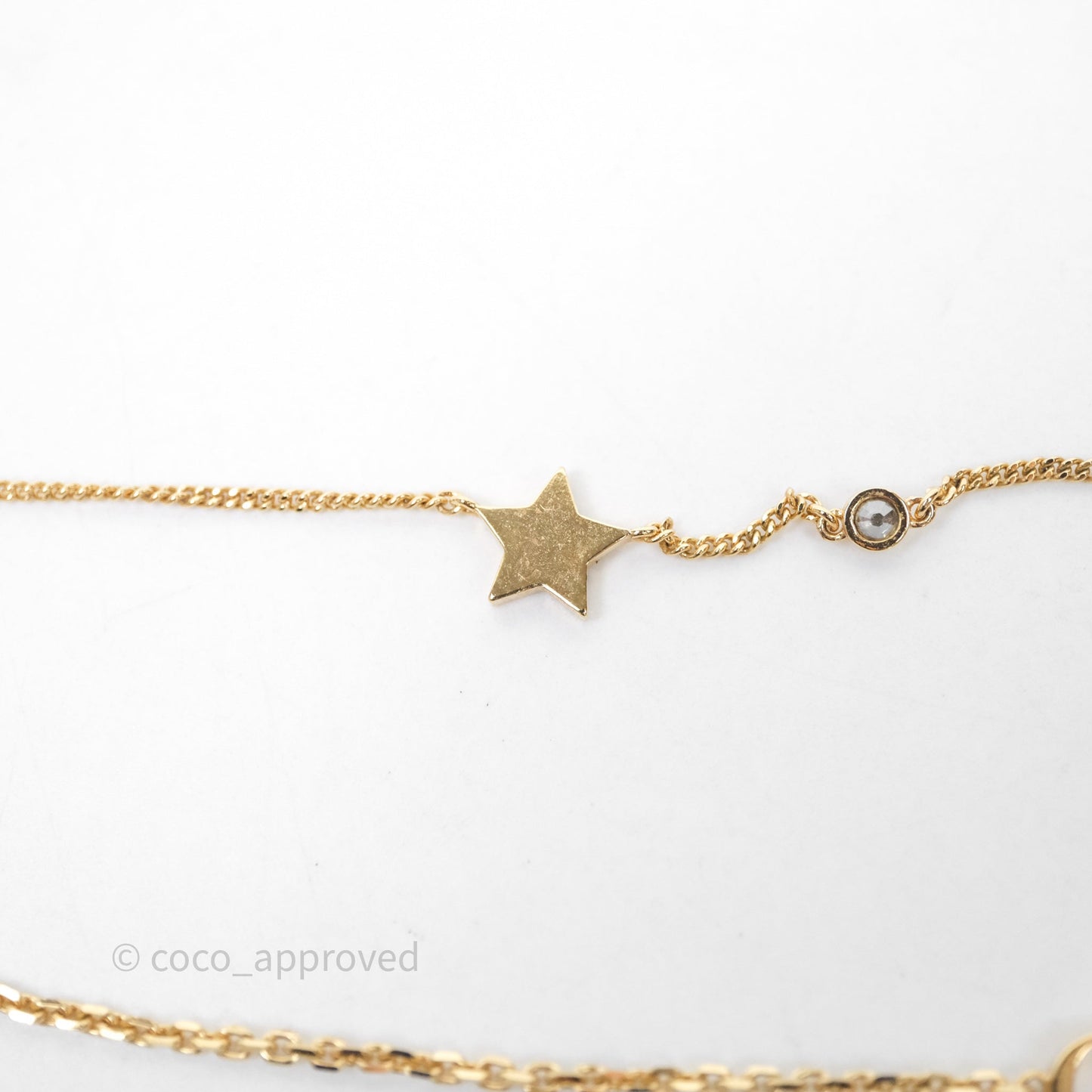 Christian Dior CD Petit Double Necklace Crystal Gold Tone