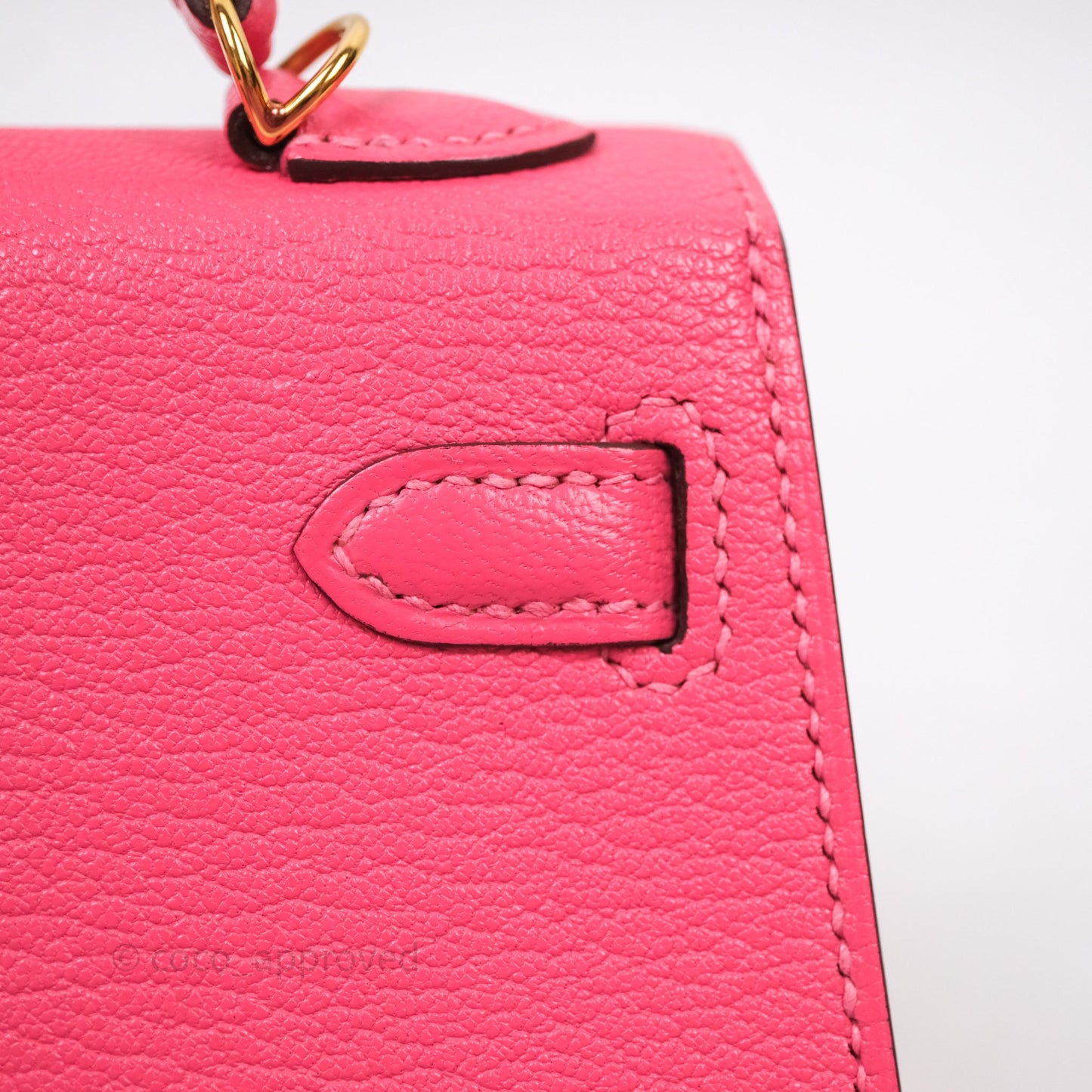 Hermes Mini Kelly II Chevre Mysore U5 Rose Lipstick Gold Hardware