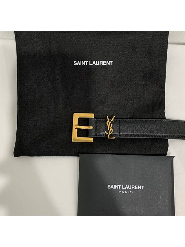 Luxury Saint Laurent Monogram Square Leather Belt Black
