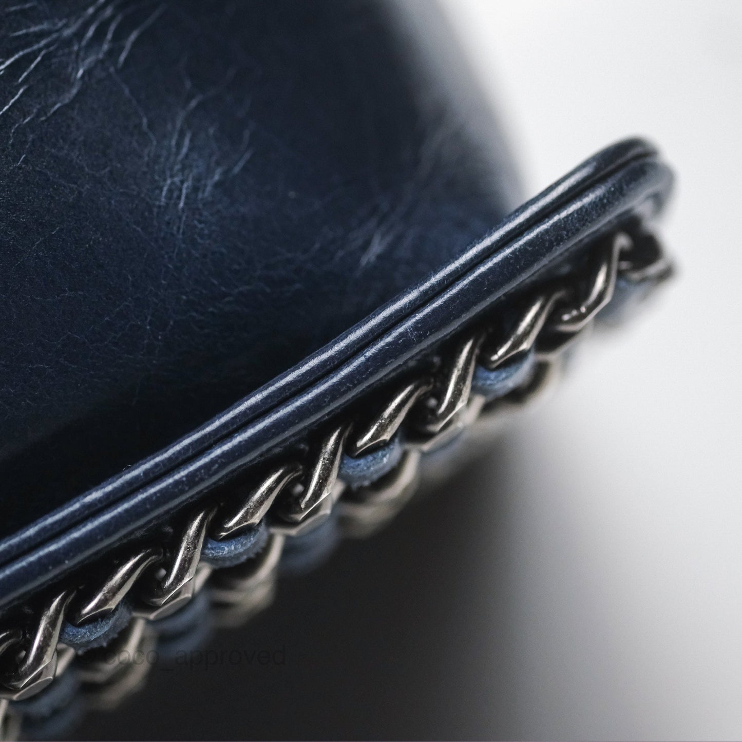 Chanel Medium Chain Edge Boy Quilted Navy Aged Glazed Calfskin Ruthenium Hardware