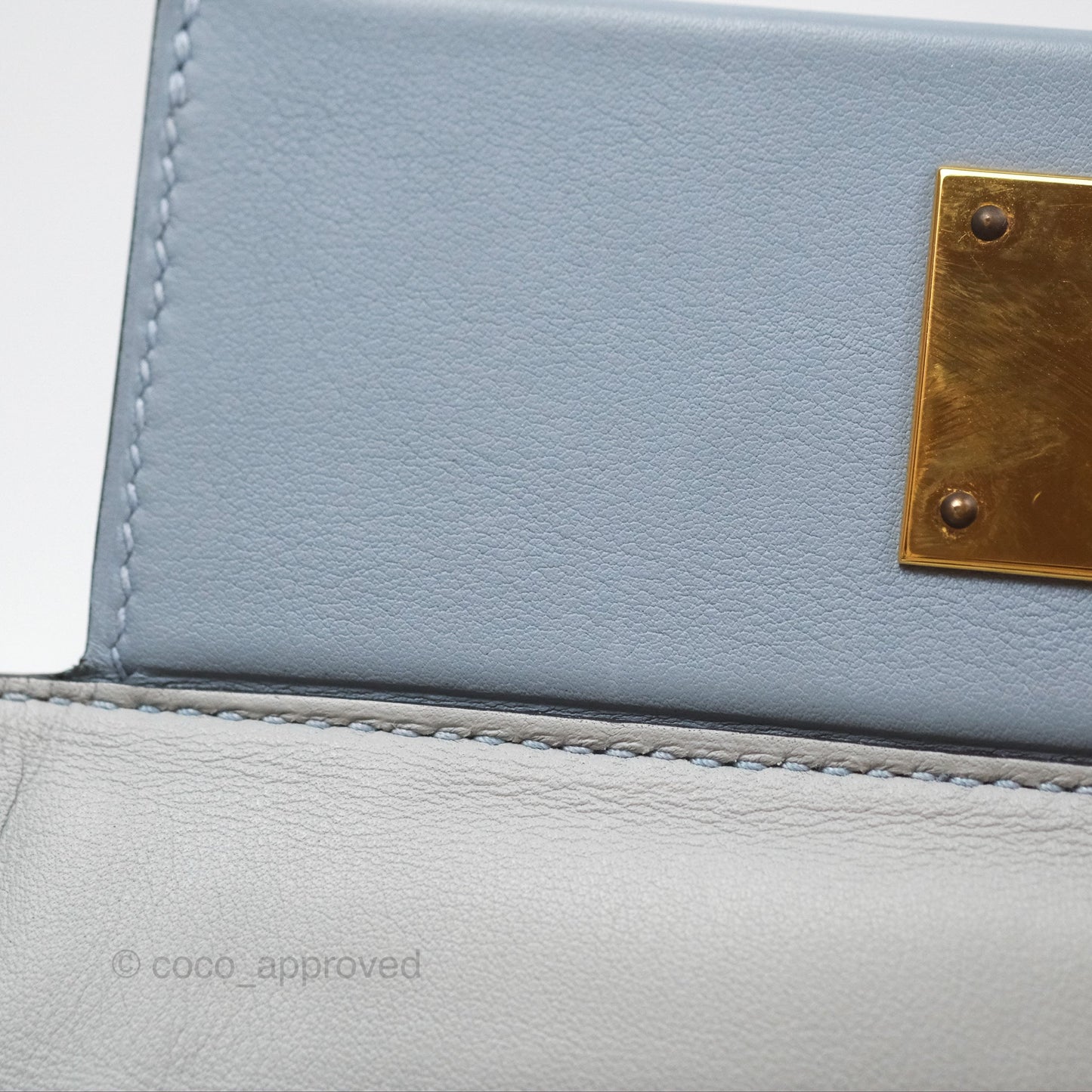 Hermès 24/24 21 Mini Bleu Lin J7 Evercolor/ Swift Gold Hardware