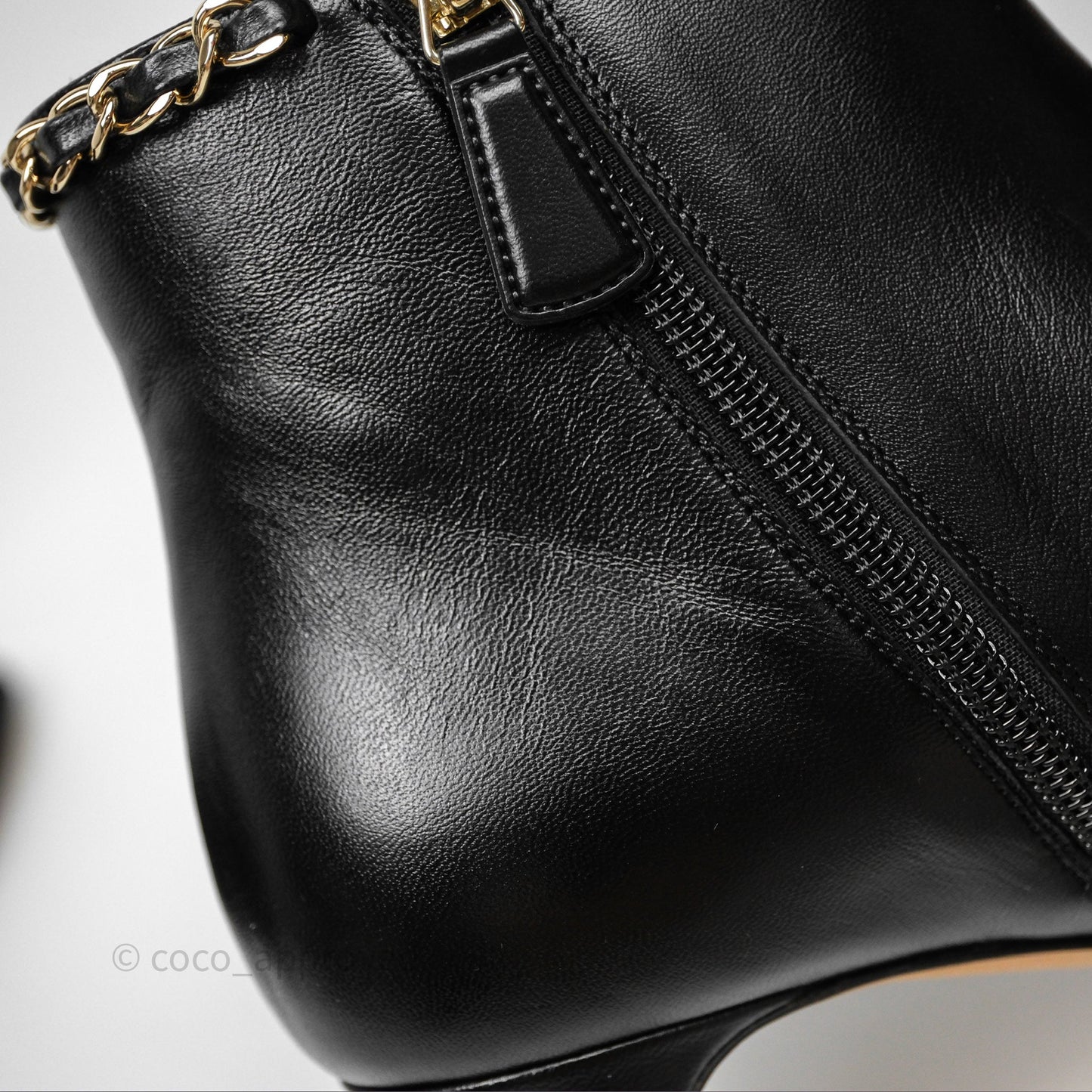 Chanel Cap Toe Chain Ankle Boots Lambskin Size 36.5