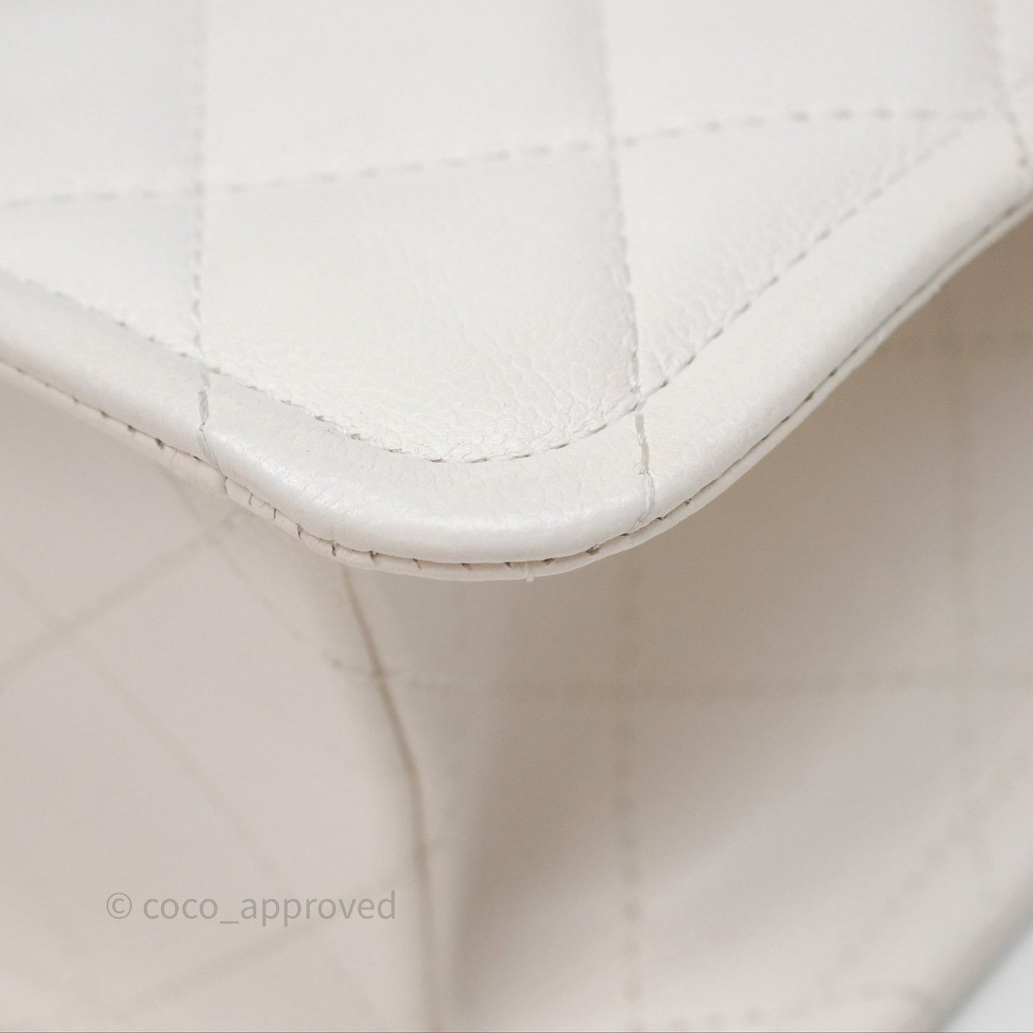 Chanel Large Quilted Sweet Classic Flap White Caviar Aged Gold Hardware