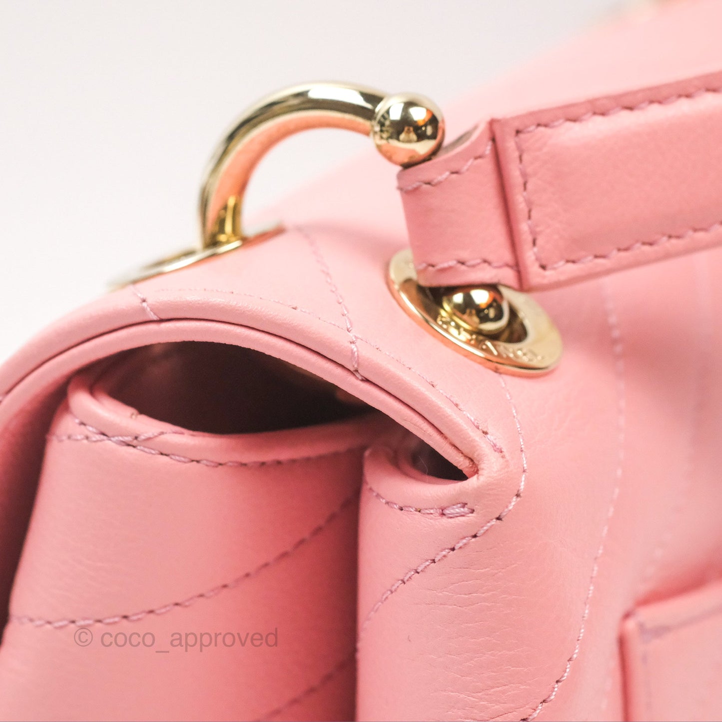 Chanel Small Chevron Chic Top Handle Flap Pink Grained Calfskin Gold Hardware