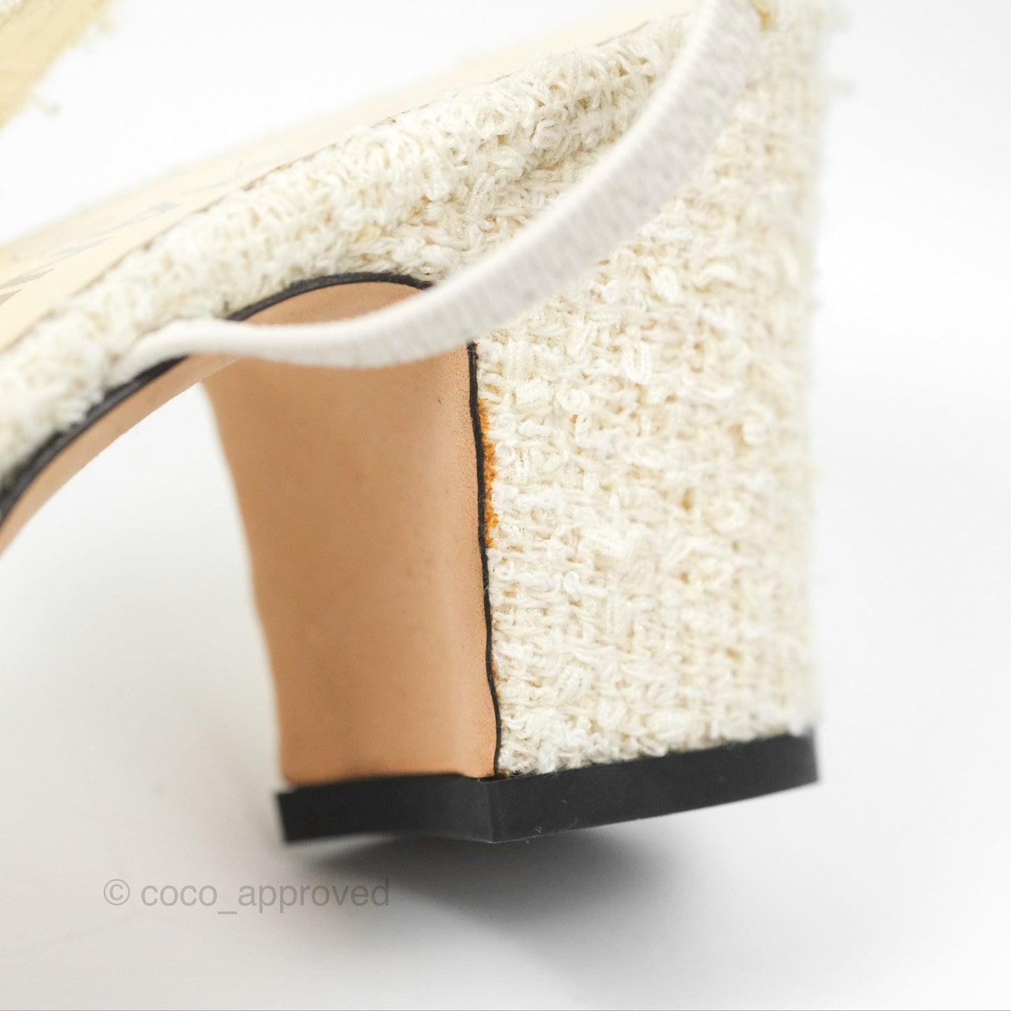 Chanel Classic Slingback Tweed White Black Size 38.5