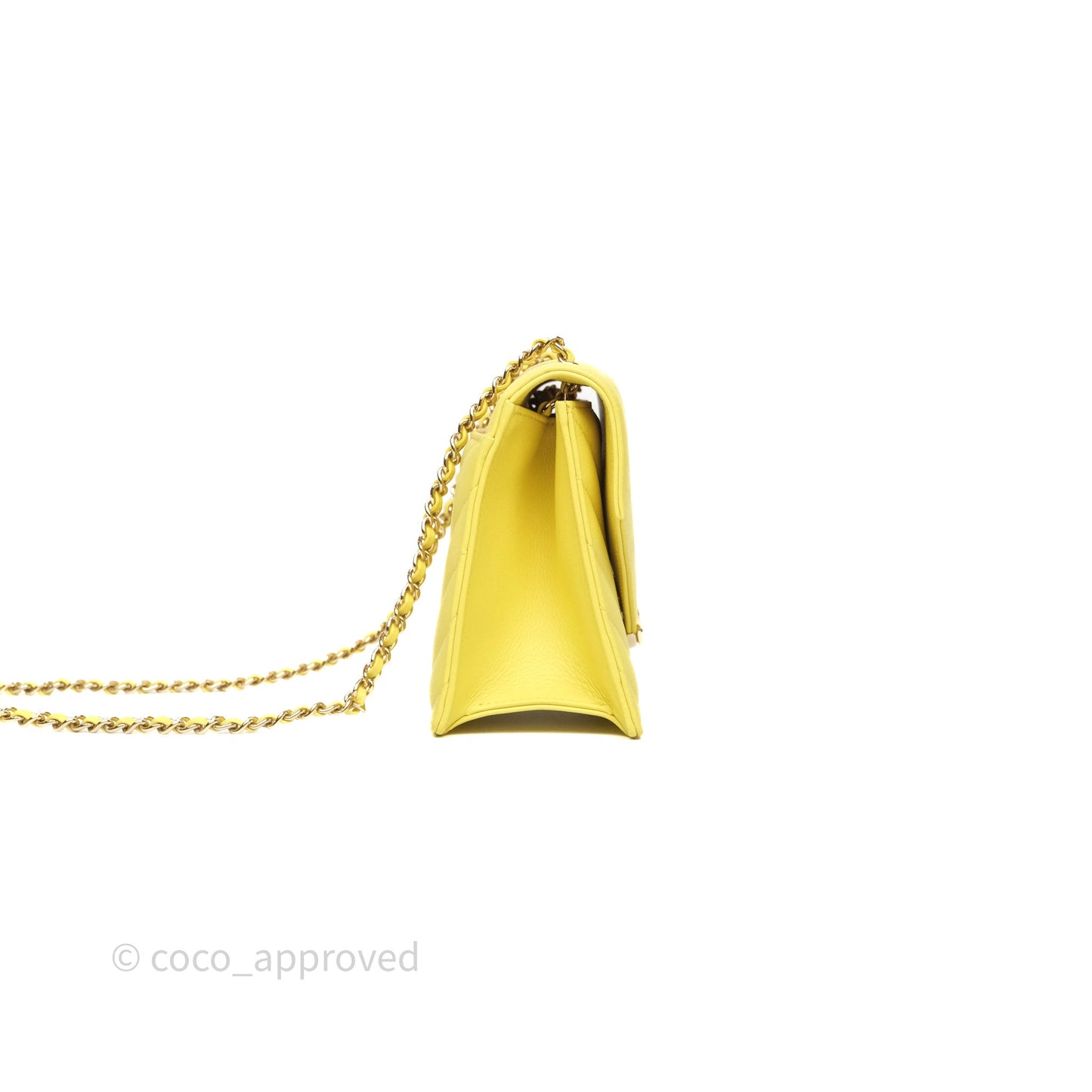 Chanel Chevron Square Envelope Flap Bag Yellow Calfskin Gold Hardware 19C